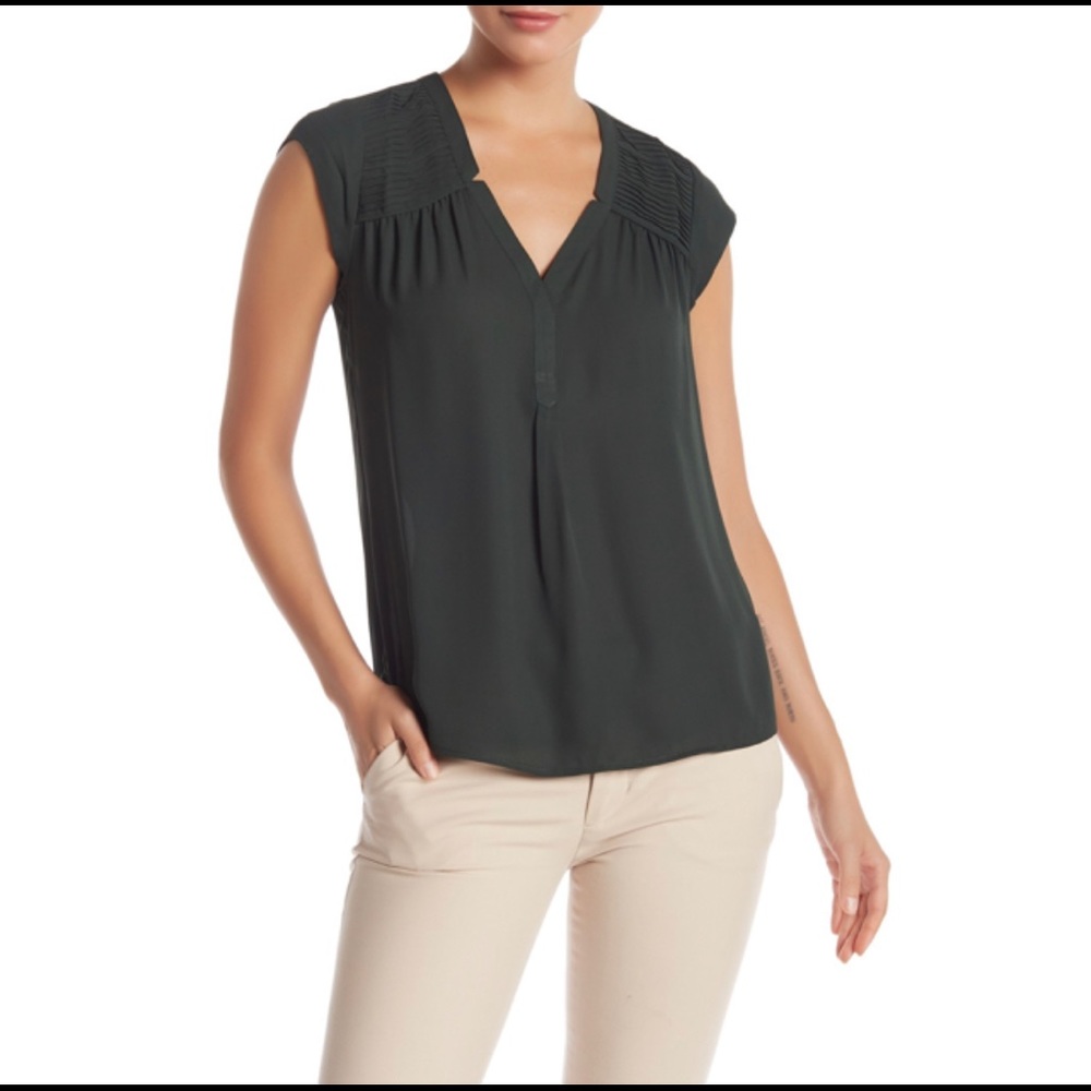 Plus Size Pleated Shoulder Blouse